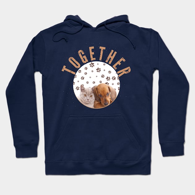 Together Dogs and Cats friendship Hoodie by badCasperTess